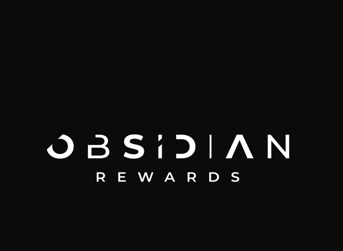 Obsidian Rewards logo white on black background