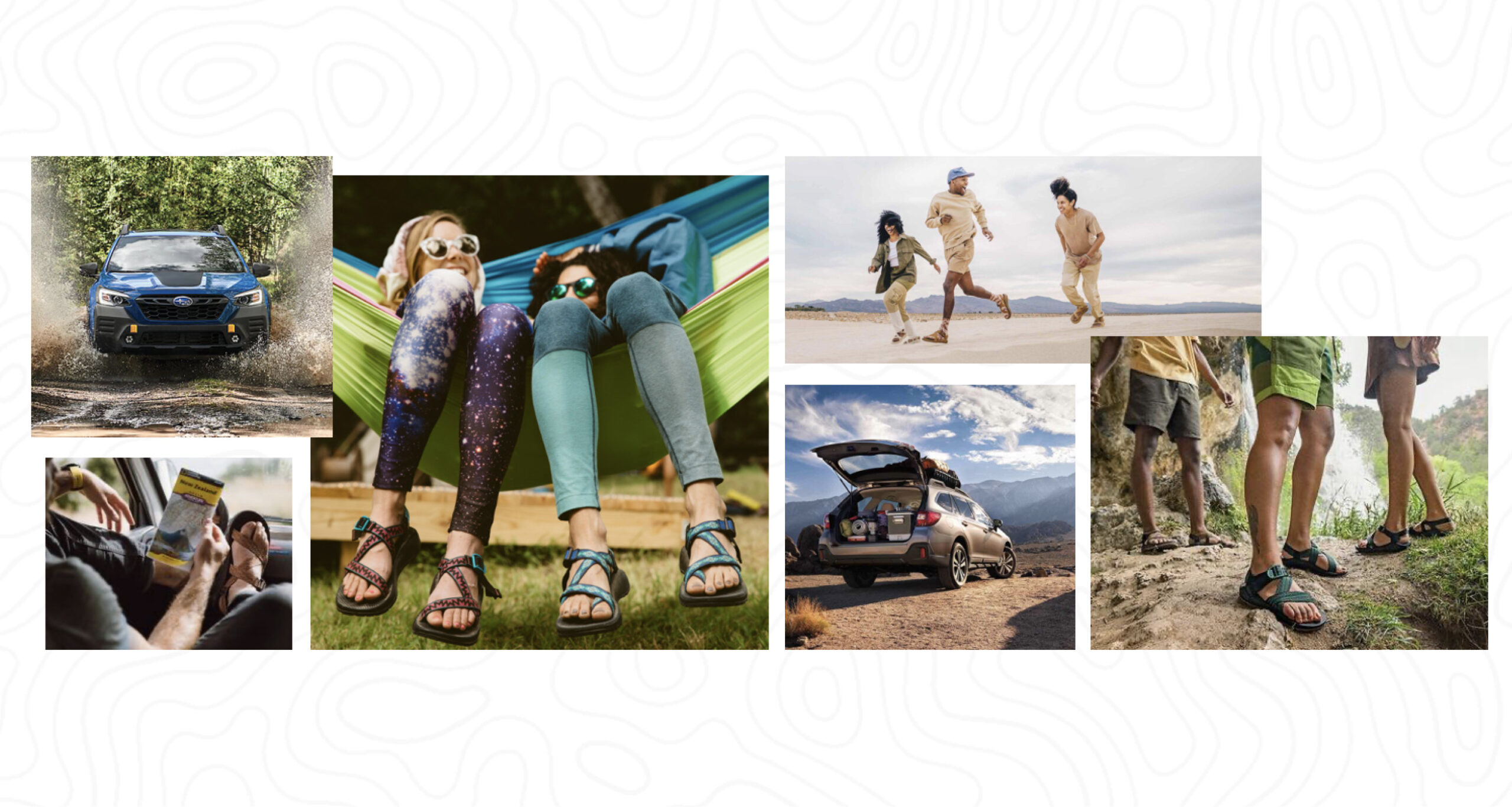 Adventure photos in a collage of people enjoying outdoor activities